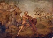 unknow artist Hercules and the Nemean Lion, oil on panel painting attributed to Jacopo Torni Germany oil painting artist